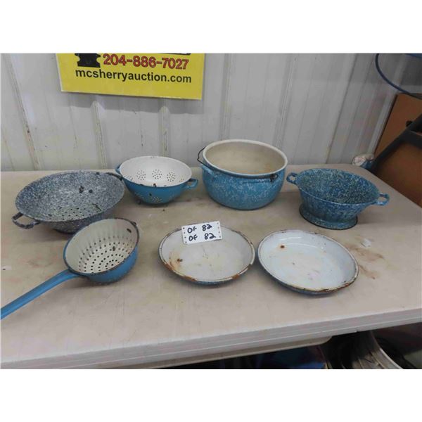 Granite Ware ; Sifter, Pots, Pans