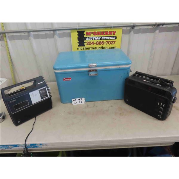 Coleman Picnic Cooler, Panasonic Radio/ Cassette, GE Radio