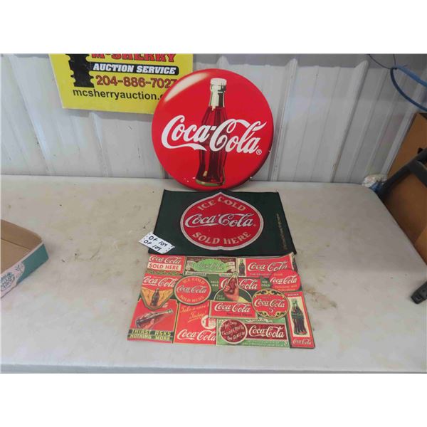 Coca-Cola 2 Sided Cardboard Sign + 2 Place Mats 17" 
