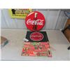 Image 1 : Coca-Cola 2 Sided Cardboard Sign + 2 Place Mats 17" 