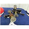 Image 5 : 3 Sets of Old Glass Door Knobs + Fire Alarm