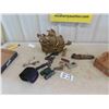 Image 1 : Cast Mantle Lamp, Old Reload Ammo, Pocket Knife, Binoculars, Duck Call, 