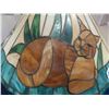Image 2 : Stained Glass Light Fixture - Base has Nice Cat Graphics - 19" x 21" 