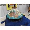 Image 3 : Stained Glass Light Fixture - Base has Nice Cat Graphics - 19" x 21" 
