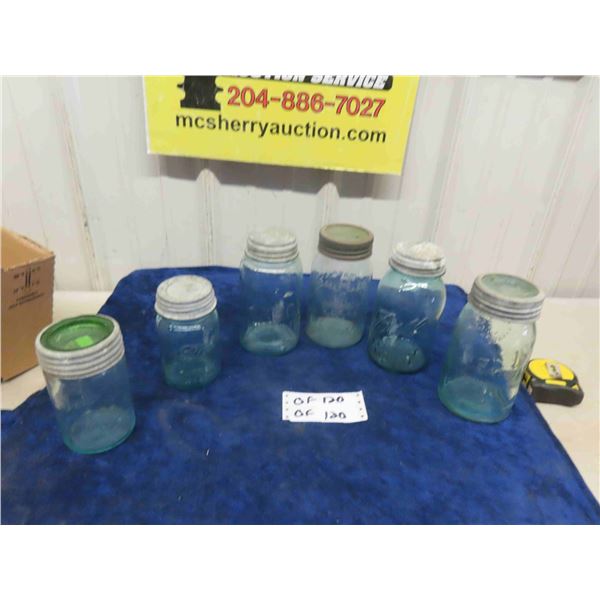 6 Old Sealers ; Crown, Ball, Mason, Eaton - 1/2 with Porcelain Lined Lids