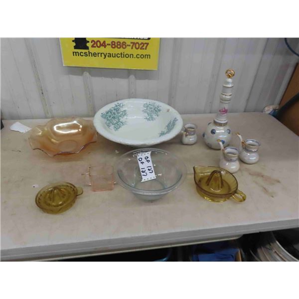 Decanter,  Wash Basin, Depression Reamer - Carnival, Basin Bowl, plus more
