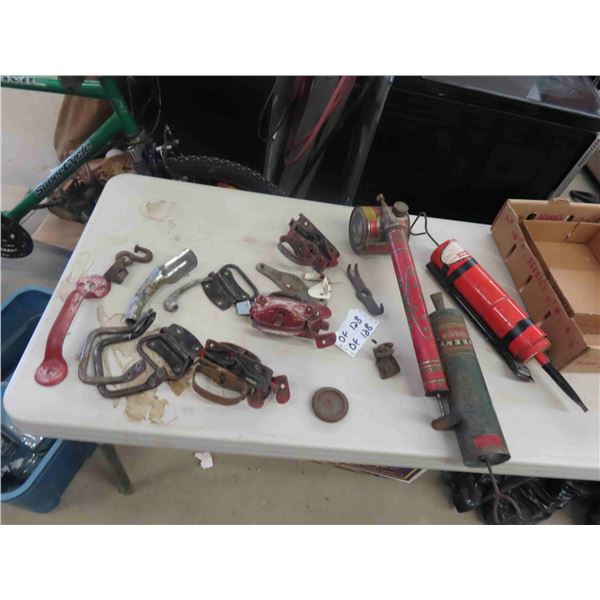 Barn Door/ Gate Hardware, 3 Old Insect Sprayers