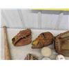 Image 5 : 8 Older Baseball Gloves, Bat + Balls