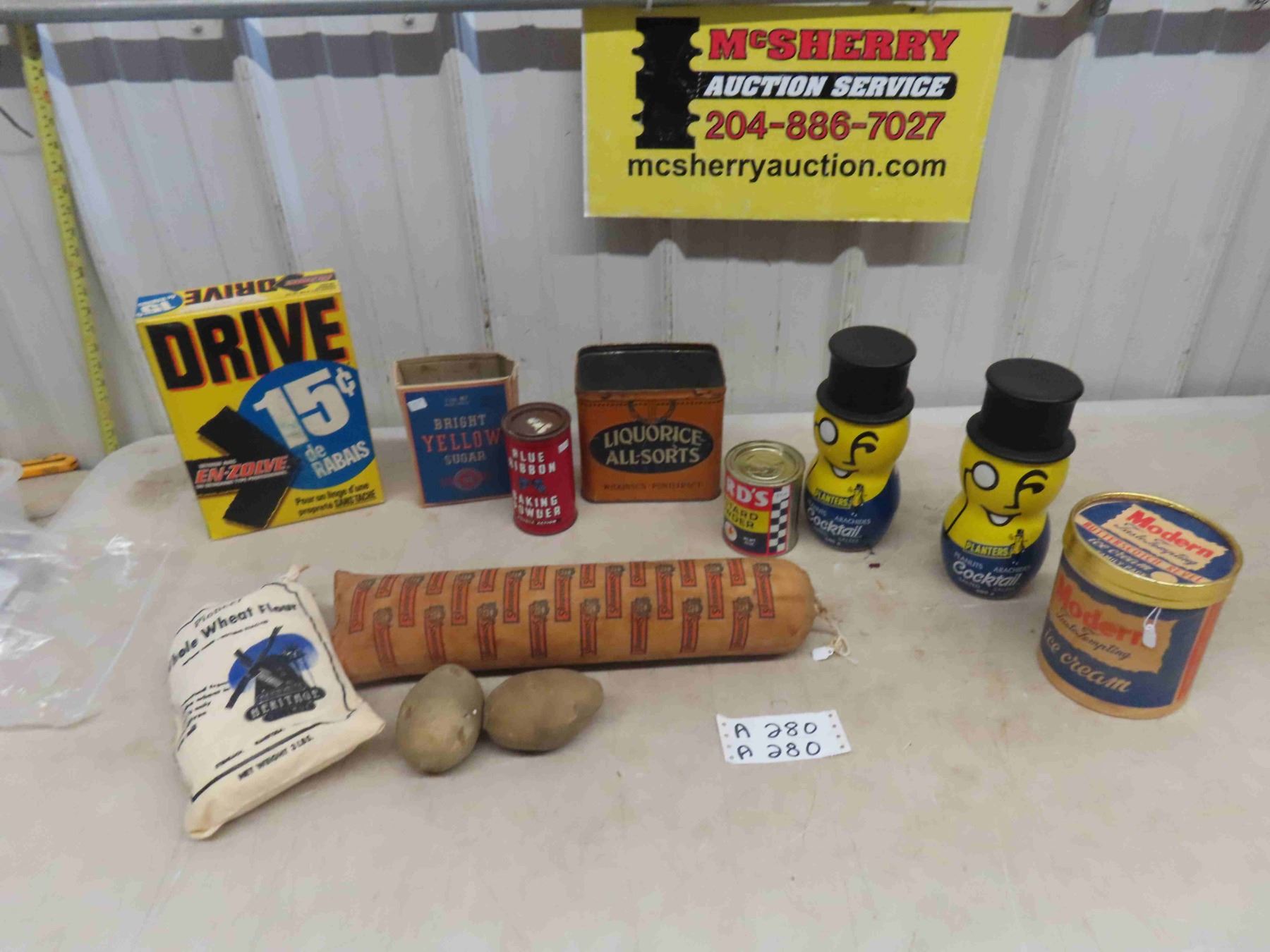 Old Store Product/ Displays; Blue Ribbon, Pioneer Flour, Modern Ice ...