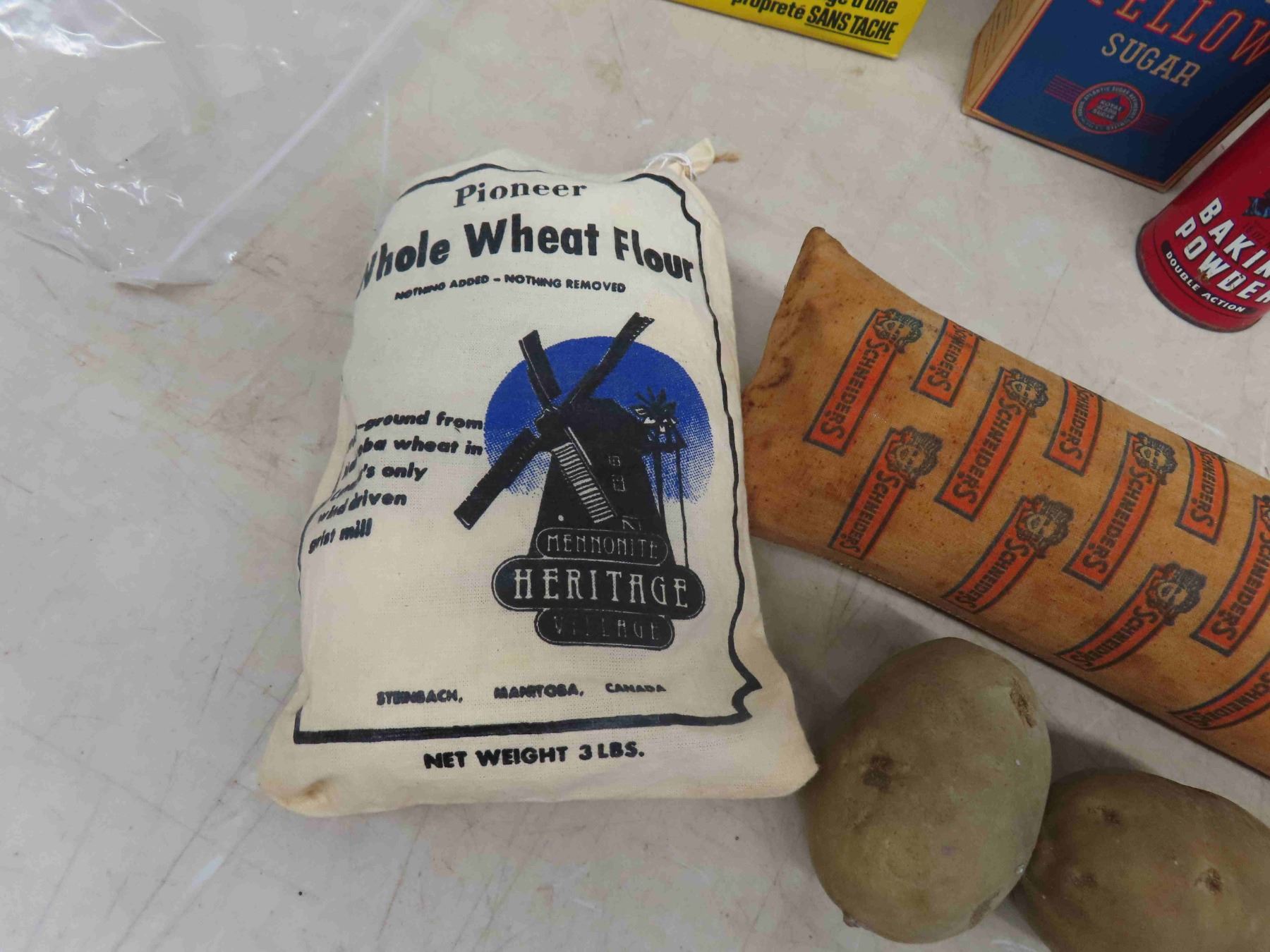 Old Store Product/ Displays; Blue Ribbon, Pioneer Flour, Modern Ice ...