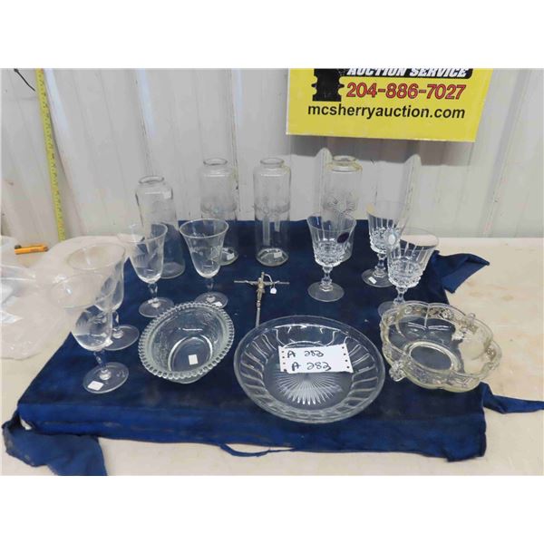 Crystal, Glass, Cut Glass, Religious Etched Canisters