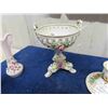 Image 3 : Dresden Candle Holder + Center Piece, Royal Doulton Figurine, Limoge Small Vase, 