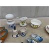 Image 3 : Delphite China Cups + Saucer, Egg Cups, Dutch Wooden Shoe Display 