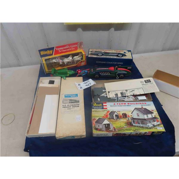 Dinky Toys Cinderella Coach, Captain Benjamin Wind Up Car, 2 Models; Farm 