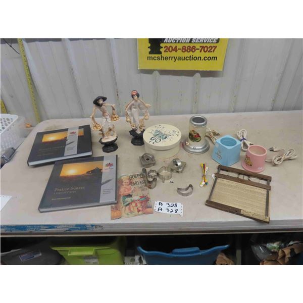 3 Baby Bottle Warmer, Cookie Cutters, Ornaments, 2 Prairie Singer Books, Local 
