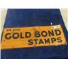Image 1 : Gold Bond Metal Stamp Sign - Vintage 9" x 24" 