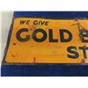 Image 2 : Gold Bond Metal Stamp Sign - Vintage 9" x 24" 