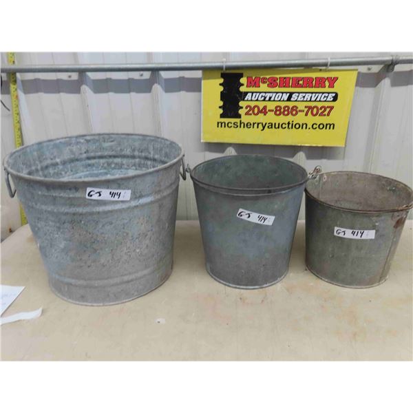 3 Galvanized Tub + Pails