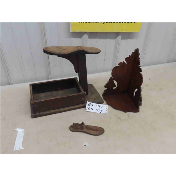 Shoe Repair Stand + Corner Shelf - Walnut 6" x 10" 