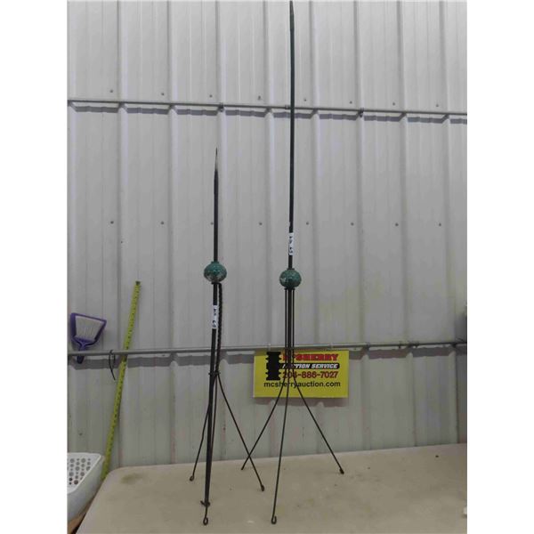 2 Lightening Rods with Glass Bulbs