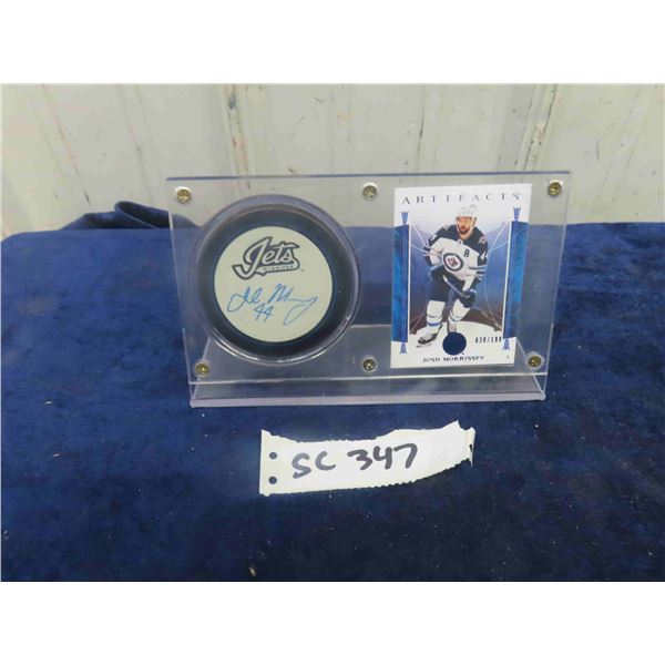 Josh Morrissey Signed Puck + Rare Card
