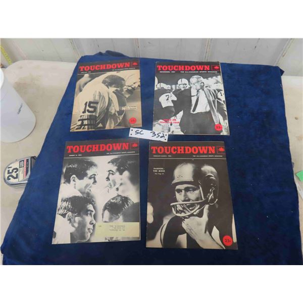 (4) 1960 Touchdown Magazines