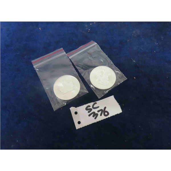(2) 2022 1 oz Silver Maples BU