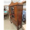 Image 2 : Antique China Cabinet - Glass Door + Lower Drawer 15" x 38" x 67" 