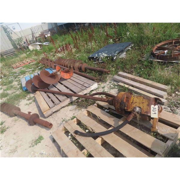 Heavy Duty Hydraulic Auger Drive with 5 Heavy Duty Auger Bits