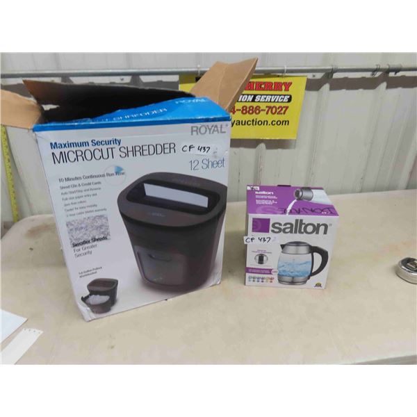 New Royal Microcut Shredder - 12 Sheet & New Salton Cordless Kettle