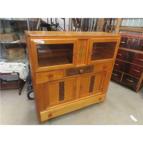 Sweet 1940's-50's China Cabinet + Hutch 16" x 46" x 47.5" 