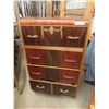 Image 1 : Vintage 1940's Waterfall 4 Drawer Dresser with Bakelite Pulls on Casters 18" x 29" x 47" 