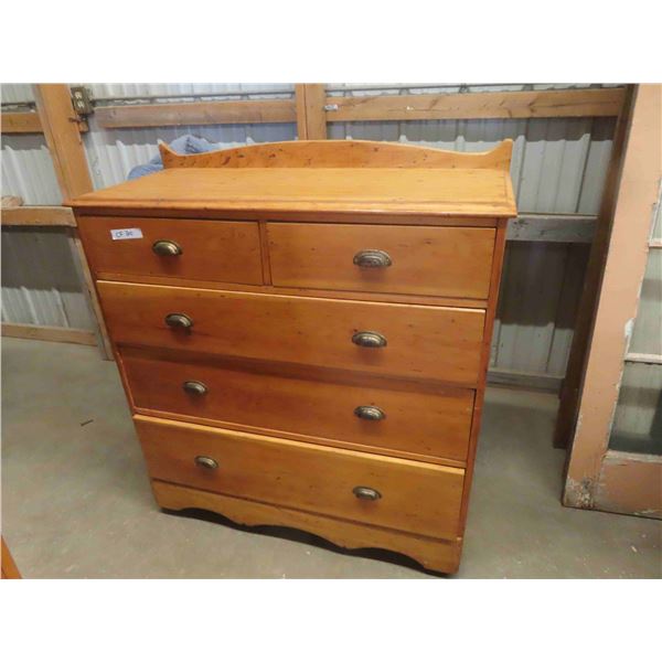 Antique Pine 5 Drawer Dresser on Casters 18" x 42" x 47" 