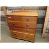 Image 1 : Antique Pine 5 Drawer Dresser on Casters 18" x 42" x 47" 