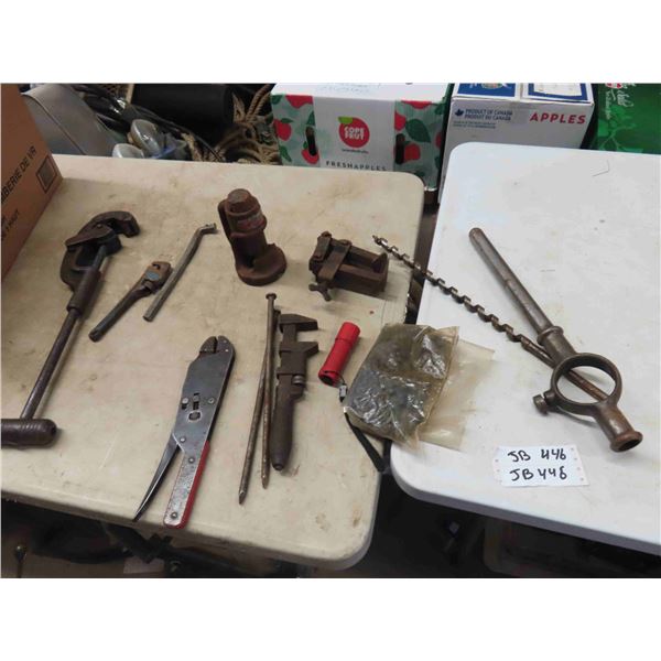 Pipe Wrench, Cable Cutter, Roll of Chain