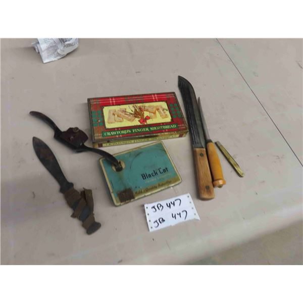 Butcher/ Fillet Knife, Planer, Cigarette Tin