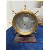 Image 4 : Vintage Wooden Duck Decoy, Brass Ships Wheel, Barometer + Clock