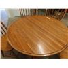 Image 2 : Round Oak Pedestal Kitchen / Dining Table 29.5" x 44" with 5 Chairs