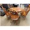 Image 7 : Round Oak Pedestal Kitchen / Dining Table 29.5" x 44" with 5 Chairs