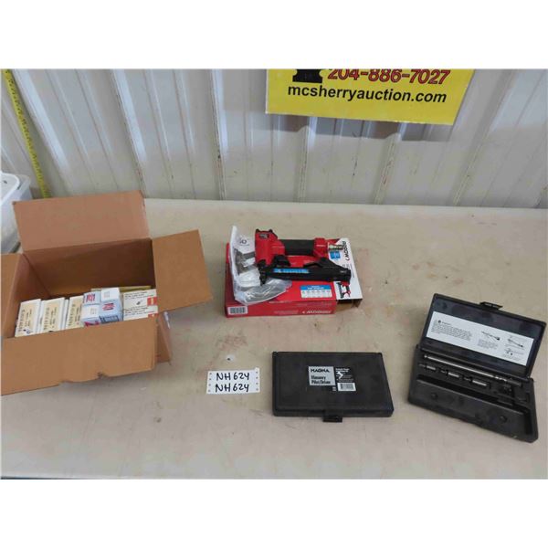 Arrow PT50 Air Stapler, Box of Crown Staples, 2 Magna Masonry Pilot Driver Kits