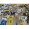 Image 5 : Large Assortment Packed Hardware : Wire, Clips, Hooks, Hinges, Bulbs, Door Stops, + much more