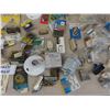 Image 7 : Large Assortment Packed Hardware : Wire, Clips, Hooks, Hinges, Bulbs, Door Stops, + much more