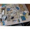 Image 9 : Large Assortment Packed Hardware : Wire, Clips, Hooks, Hinges, Bulbs, Door Stops, + much more