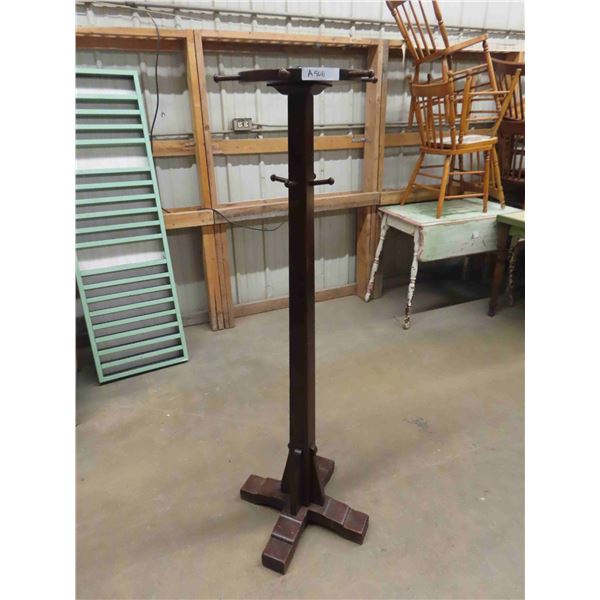 Antique Wooded Coat Rack with Spinning Top 60" Tall 