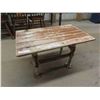 Image 1 : Custom Wooden Table with Cast Pipe Base 19" x 20" x 32" 