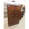 Image 1 : Antique Wooden 2 Door Armoire/ Clothes Closet on Casters 20" x 36" x 61" 