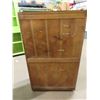 Image 3 : Antique Wooden 2 Door Armoire/ Clothes Closet on Casters 20" x 36" x 61" 