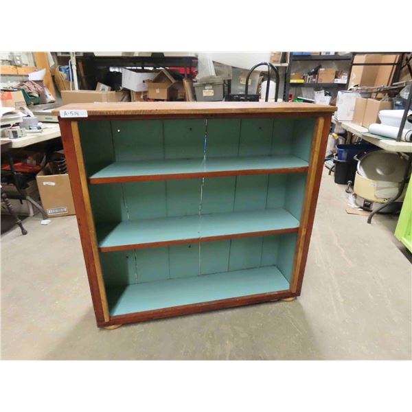 Rustic Open Bookcase with Painted Shelves 12" x 41" x 43.5" 