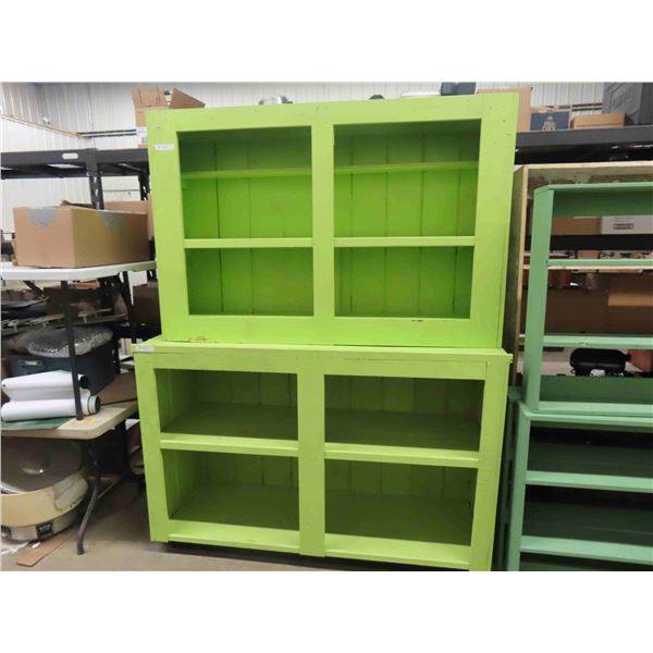 Large Painted Green 2 pc Step Back Display Shelving 24" x 67" x 84" - 