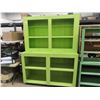 Image 1 : Large Painted Green 2 pc Step Back Display Shelving 24" x 67" x 84" - 